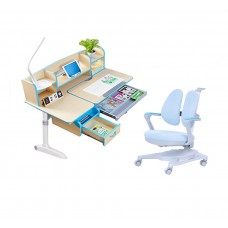 Children Kids Ergonomic Study Desk with Adjustable Double-Winged Swivel Chair Set